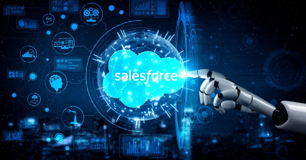 Salesforce AI integrations tied to CRM data, Flow, prompts, and admin controls.